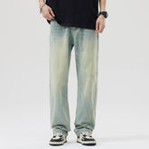 Jean ample délavé vintage à jambe droite pour homme grande taille